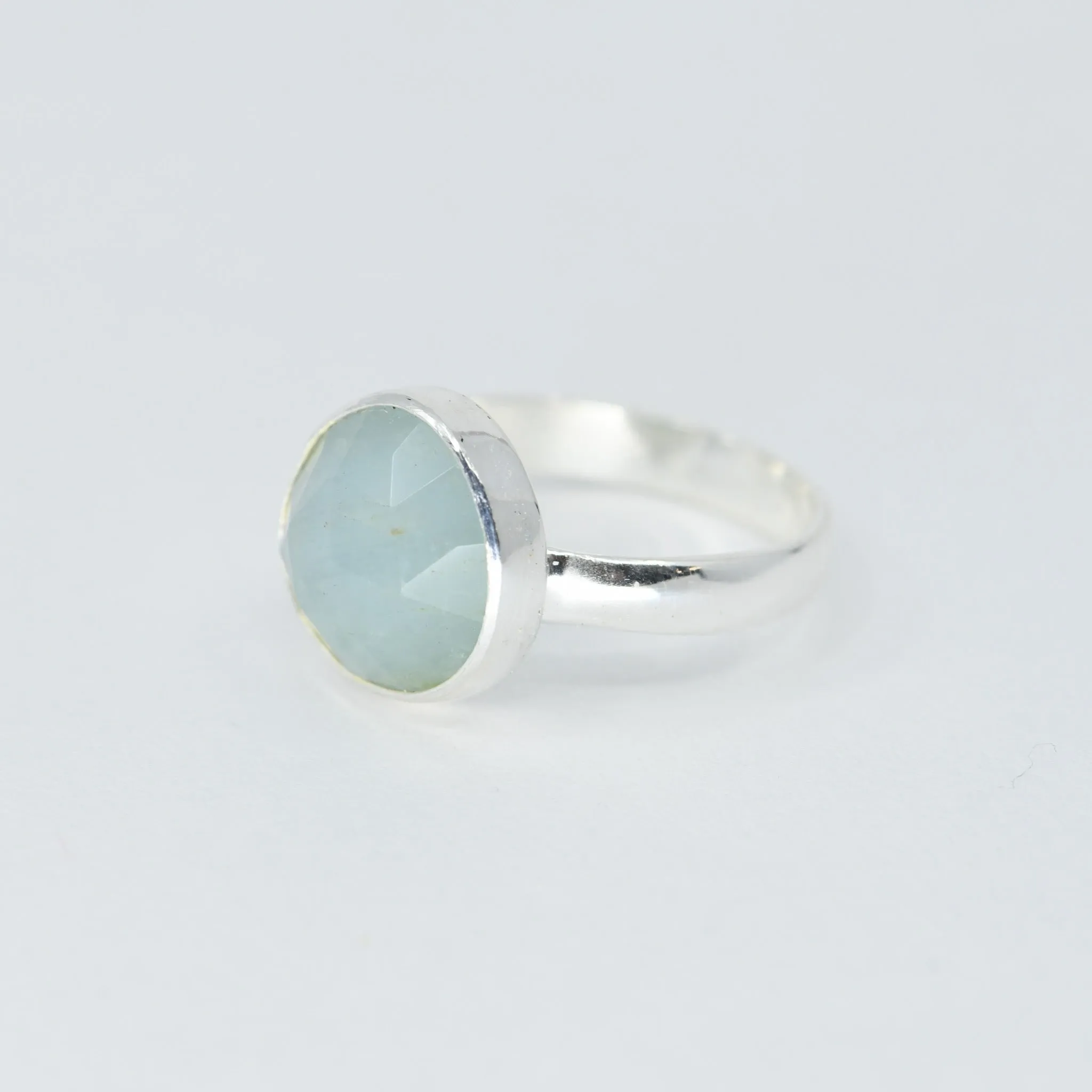 Natural Aquamarine Freeform Ring | Sterling Silver Bezel | 12mm Statement Ring