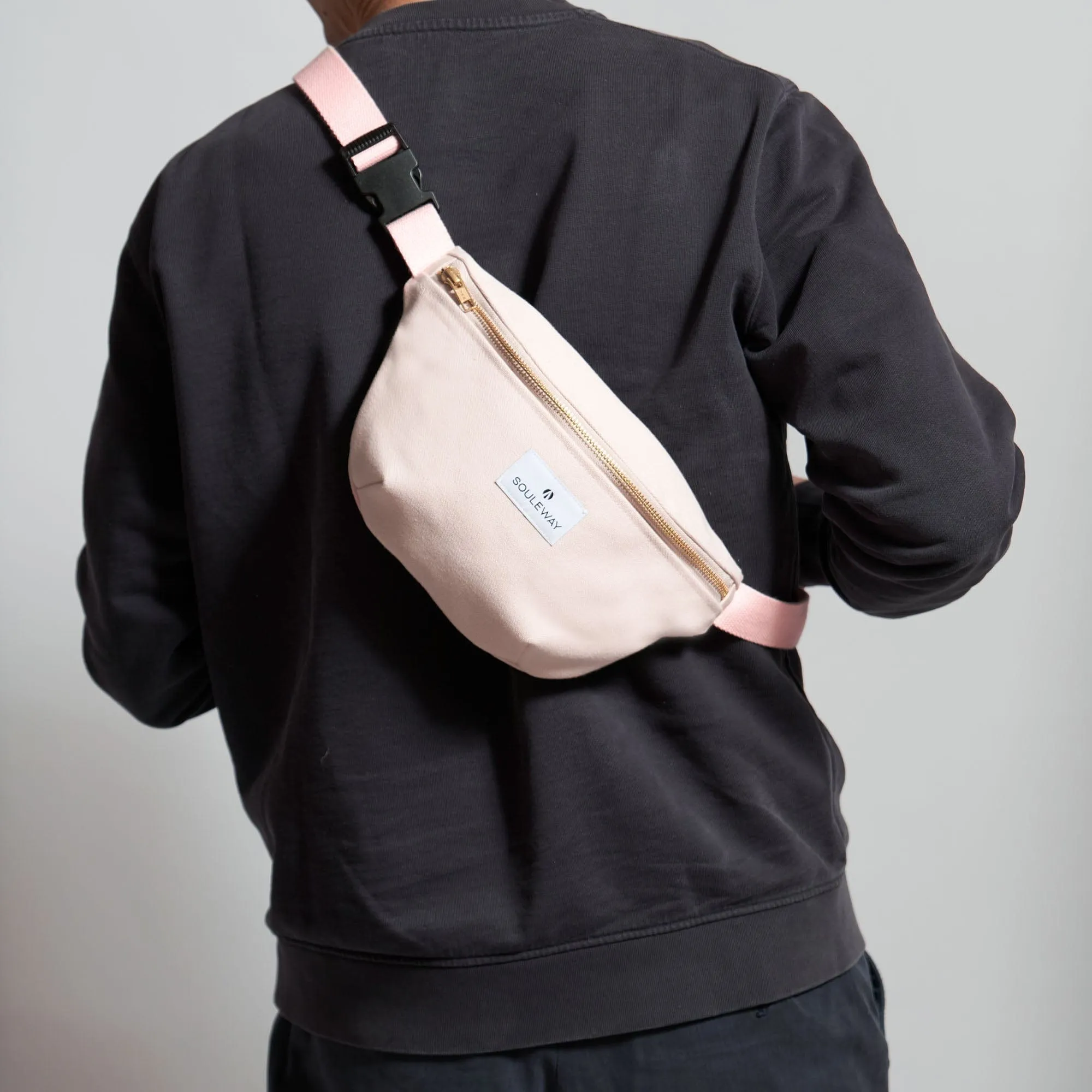 Natural Cotton Canvas Bum Bag | Blush Pink
