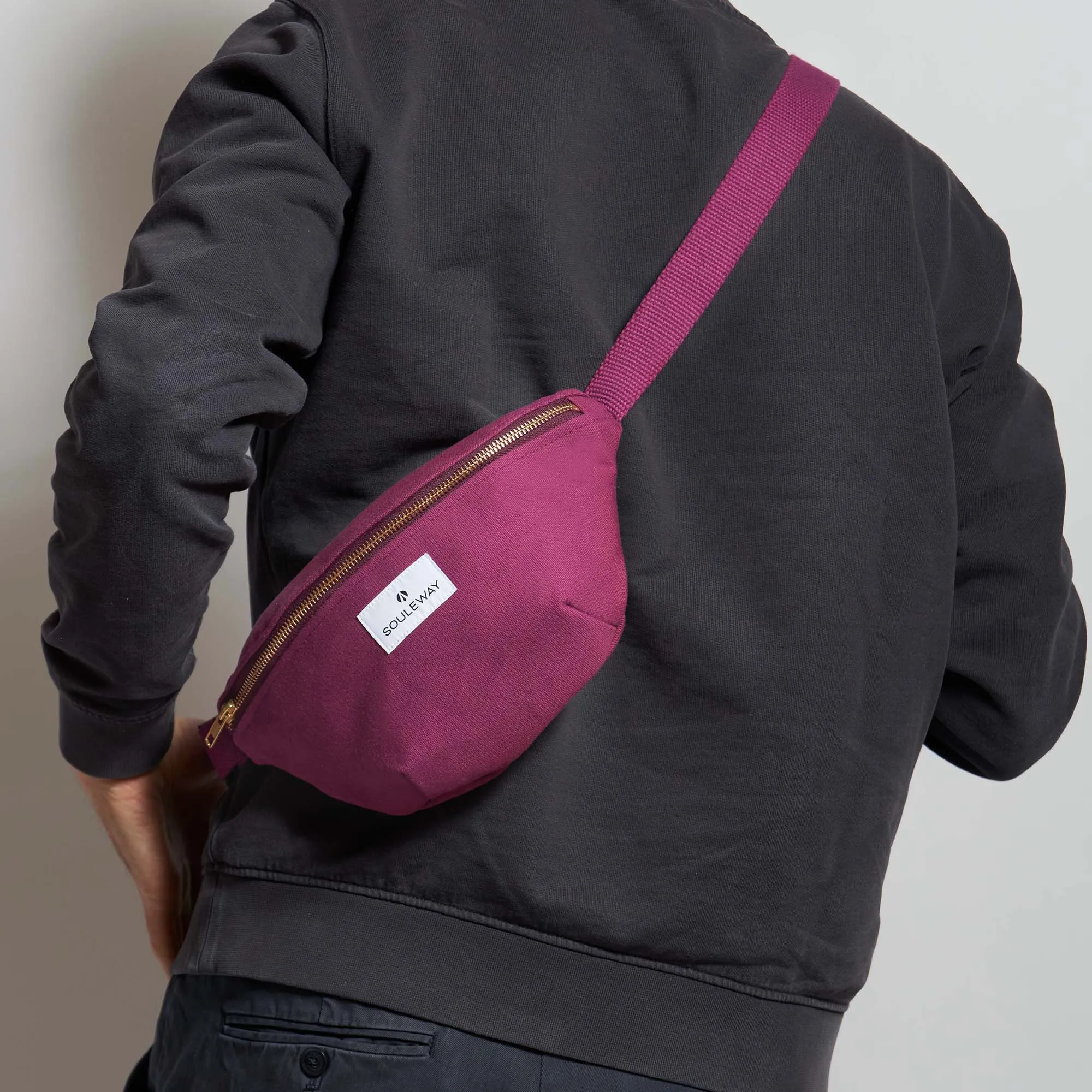 Natural Cotton Canvas Bum Bag | Bordeaux Red