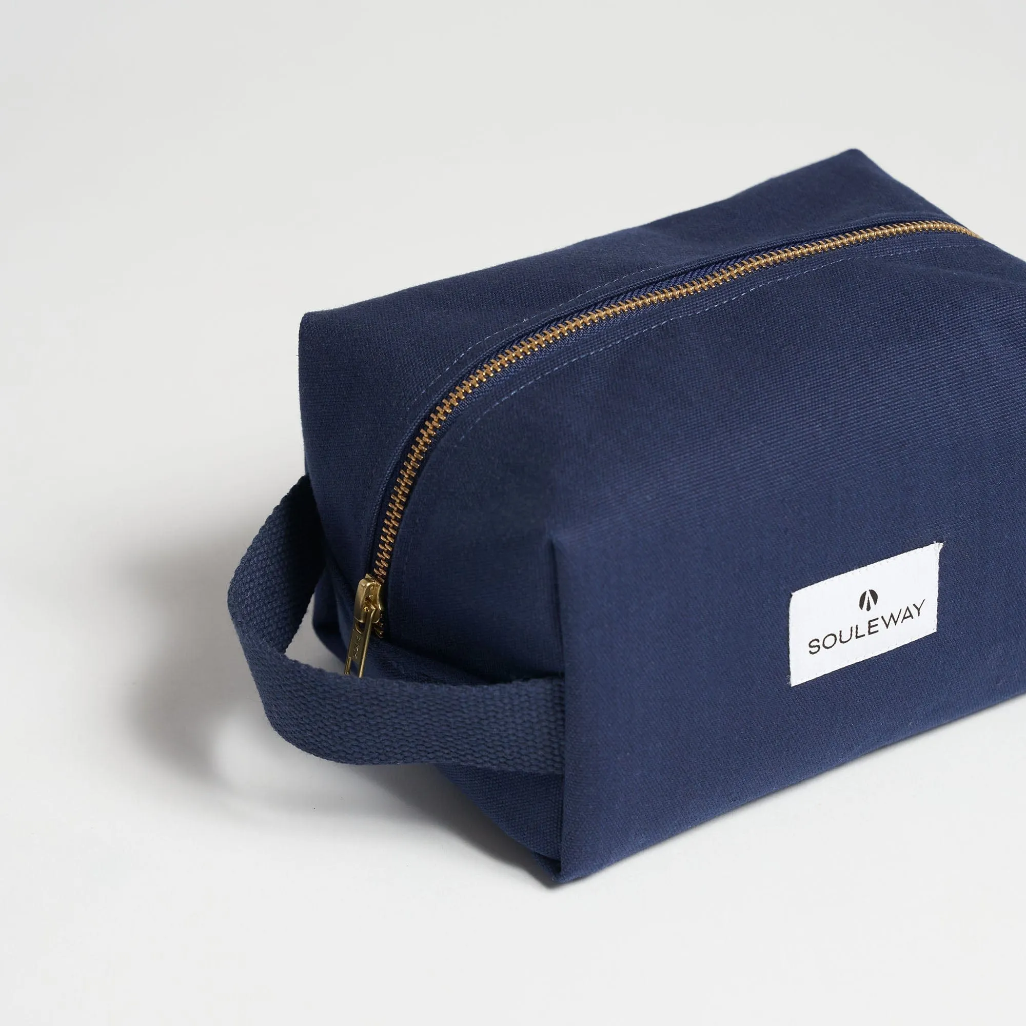Natural Cotton Canvas Classic Washbag S | Navy Blue