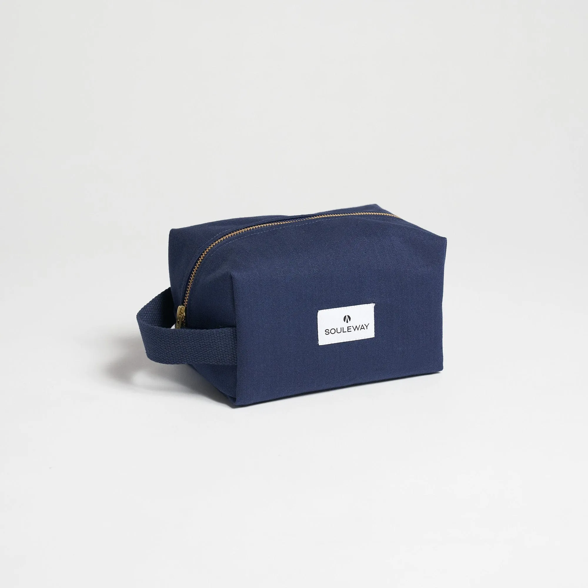 Natural Cotton Canvas Classic Washbag S | Navy Blue