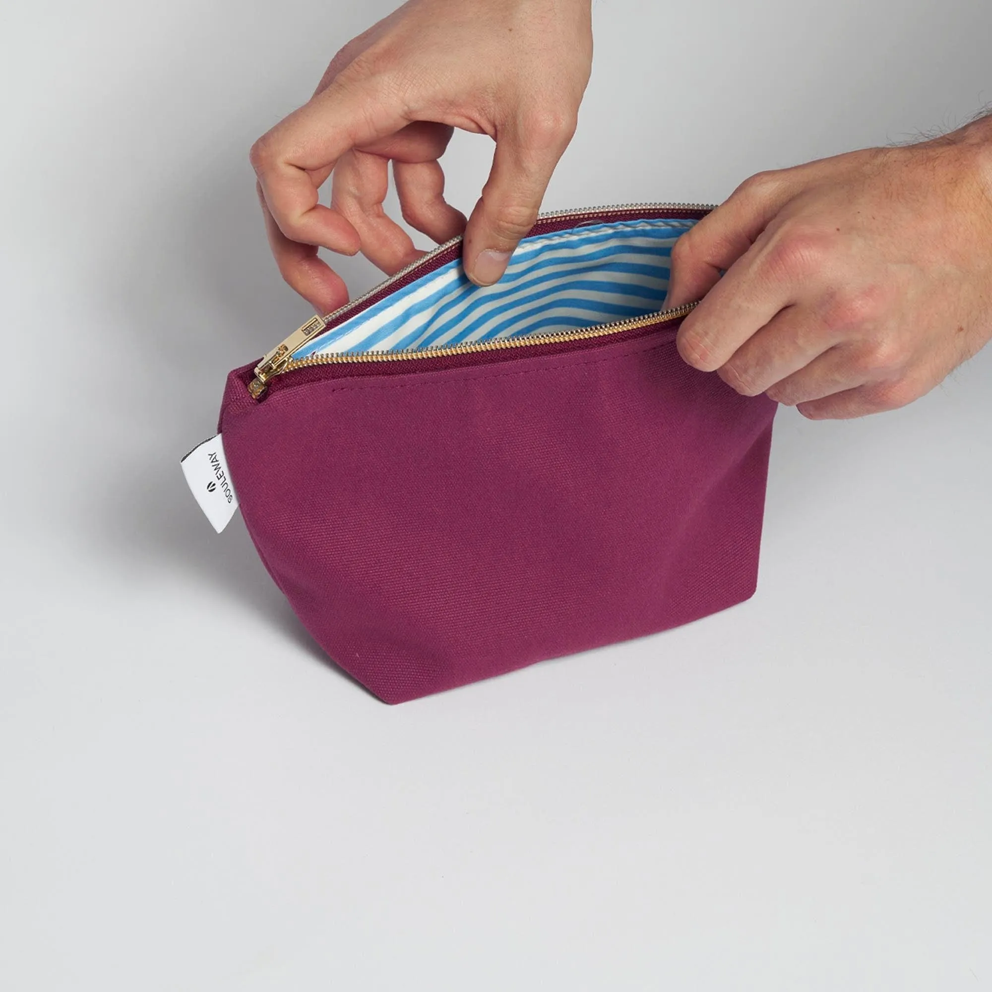 Natural Cotton Canvas Cosmetic Bag | Bordeaux Red