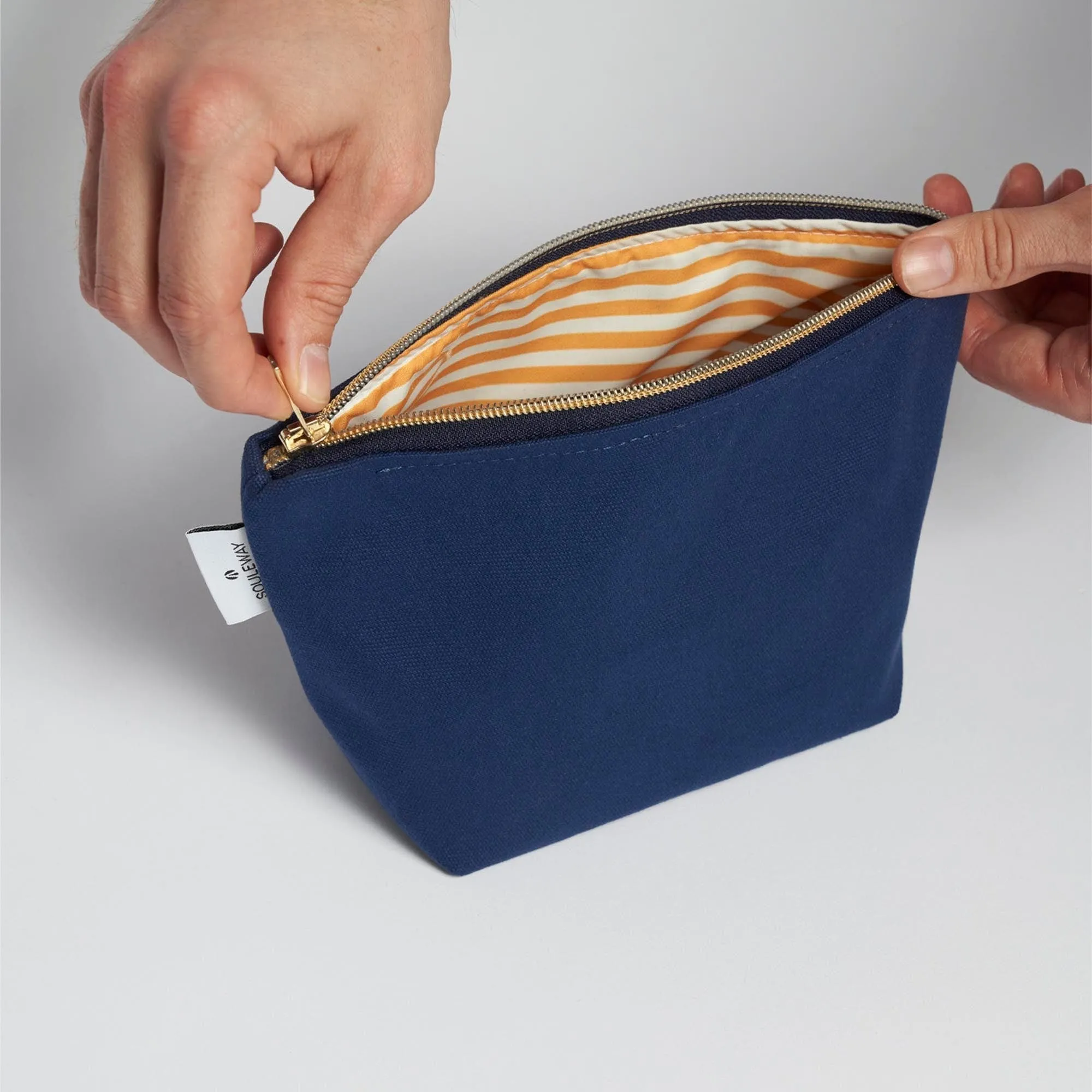Natural Cotton Canvas Cosmetic Bag | Navy Blue
