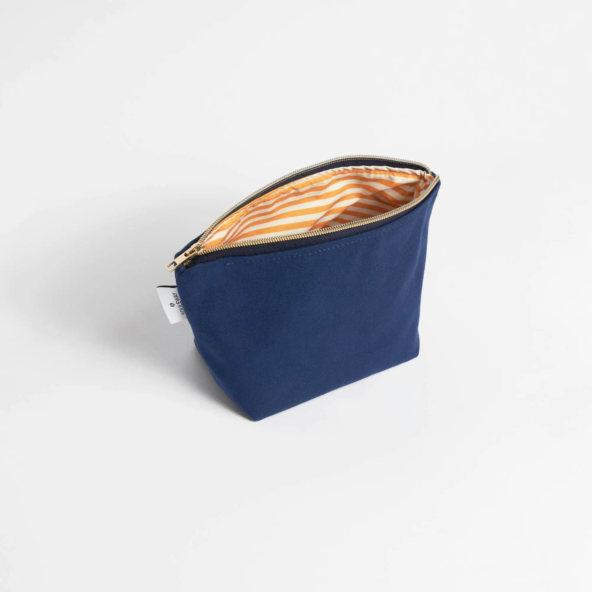 Natural Cotton Canvas Cosmetic Bag | Navy Blue