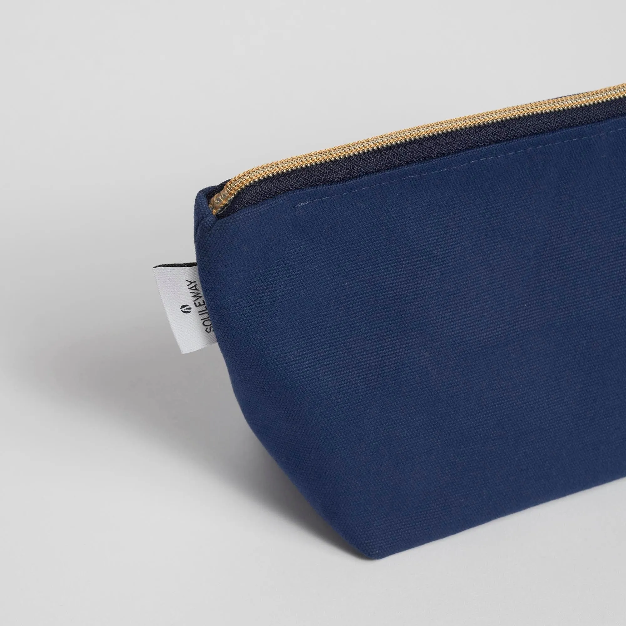 Natural Cotton Canvas Cosmetic Bag | Navy Blue