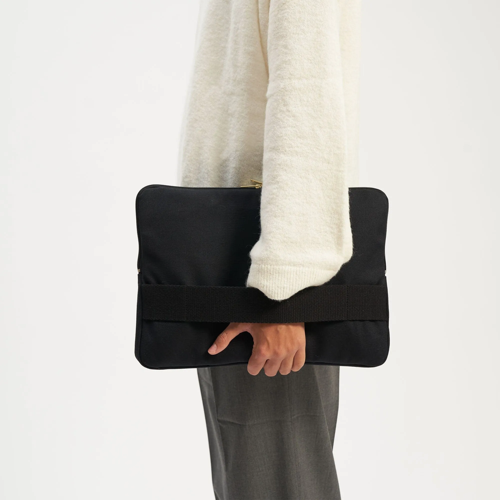 Natural Cotton Canvas Laptop Sleeve | Night Black
