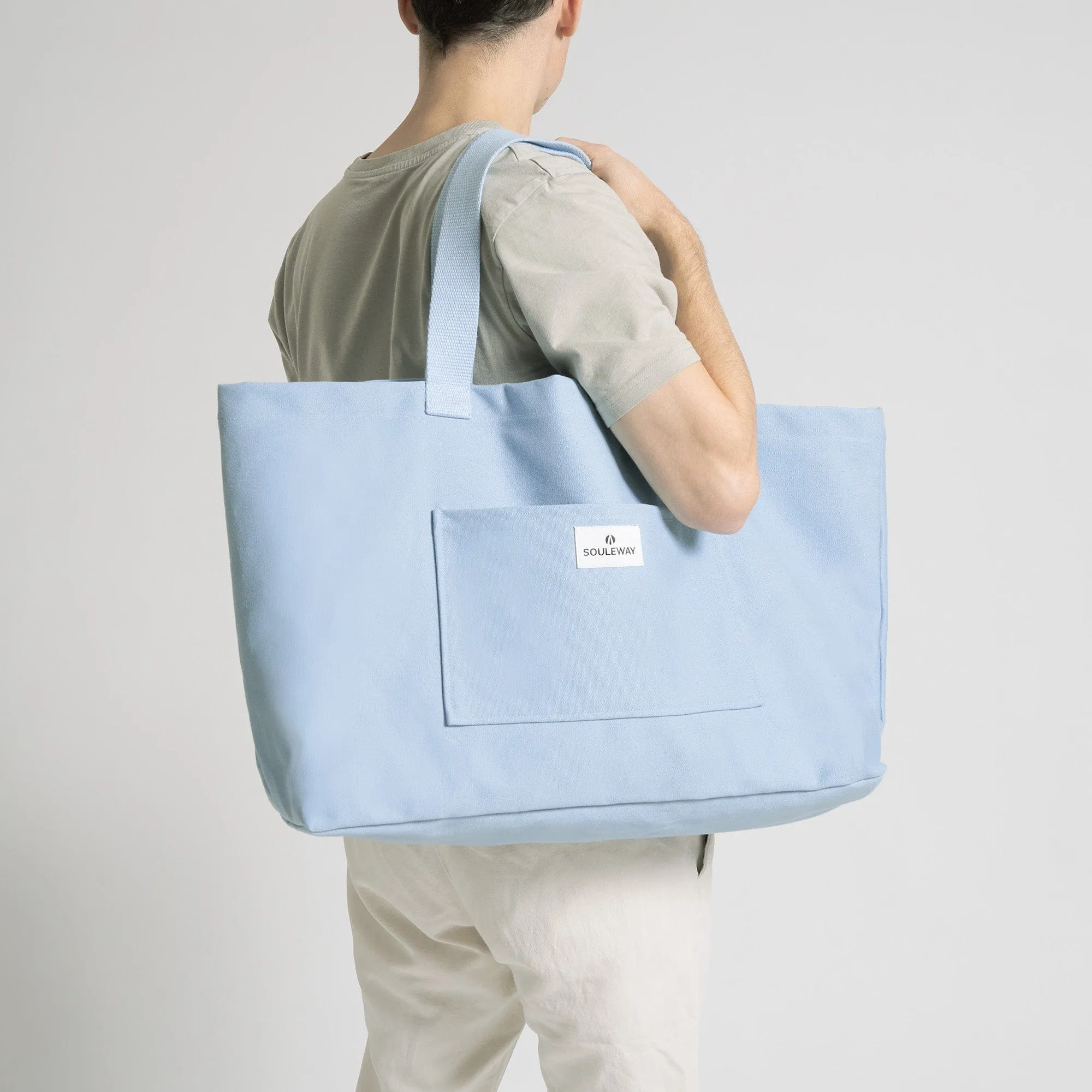 Natural Cotton Canvas Shopper | Dusty Blue