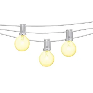 NEW 25Ft G40 Outdoor String Lights with 25 Globe Clear Bulbs & 2 Spare Bulbs Waterproof IP44 Patio Hanging UL Listed Lights for Indoor & Outdoor Decoration Patio Backyard Deck Garden Wedding Parties, WHITE (UL Listed Plug)