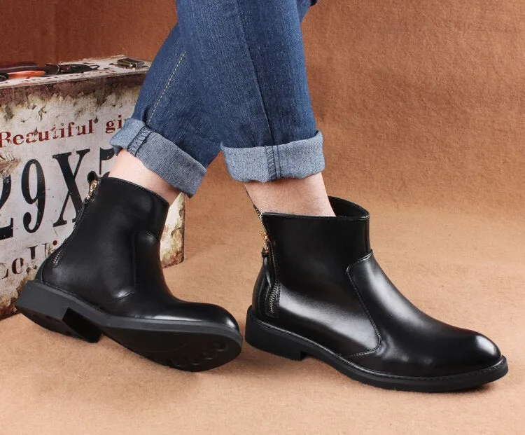 new arrival men's black ankle boots natural leather shoes spring autumn high top shorts boot chaussure homme botines hombre bota
