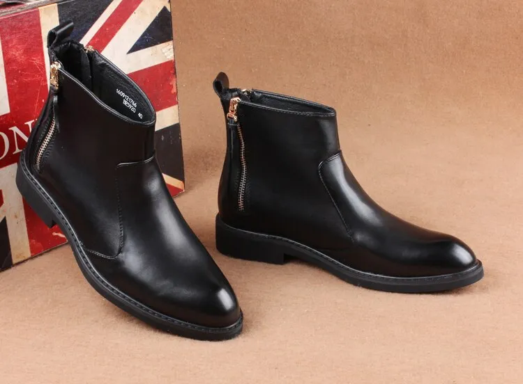 new arrival men's black ankle boots natural leather shoes spring autumn high top shorts boot chaussure homme botines hombre bota