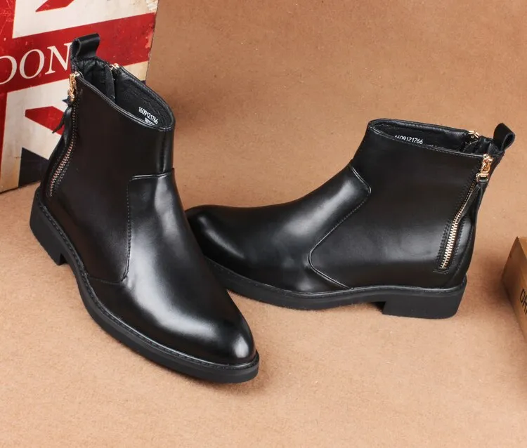 new arrival men's black ankle boots natural leather shoes spring autumn high top shorts boot chaussure homme botines hombre bota