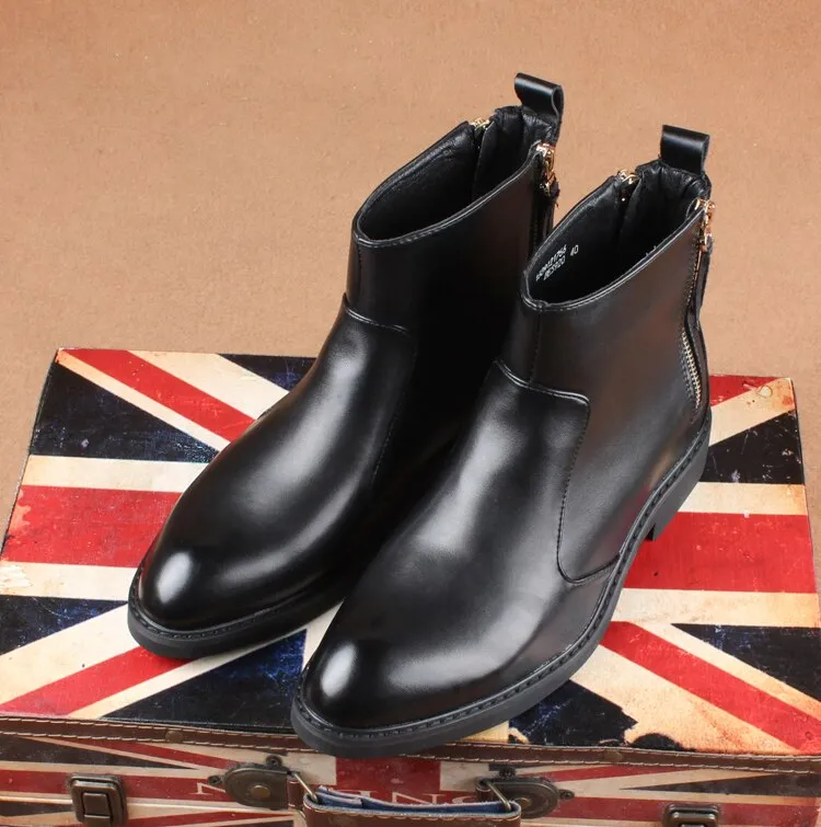new arrival men's black ankle boots natural leather shoes spring autumn high top shorts boot chaussure homme botines hombre bota