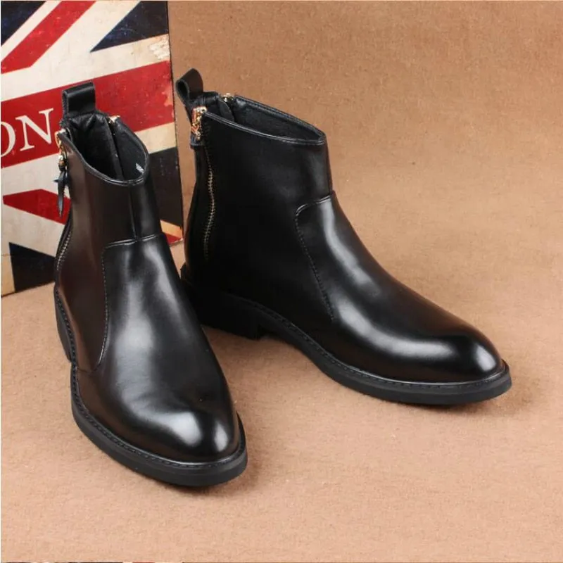 new arrival men's black ankle boots natural leather shoes spring autumn high top shorts boot chaussure homme botines hombre bota