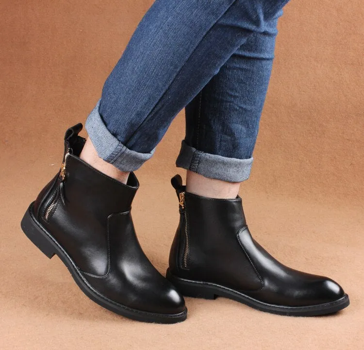 new arrival men's black ankle boots natural leather shoes spring autumn high top shorts boot chaussure homme botines hombre bota