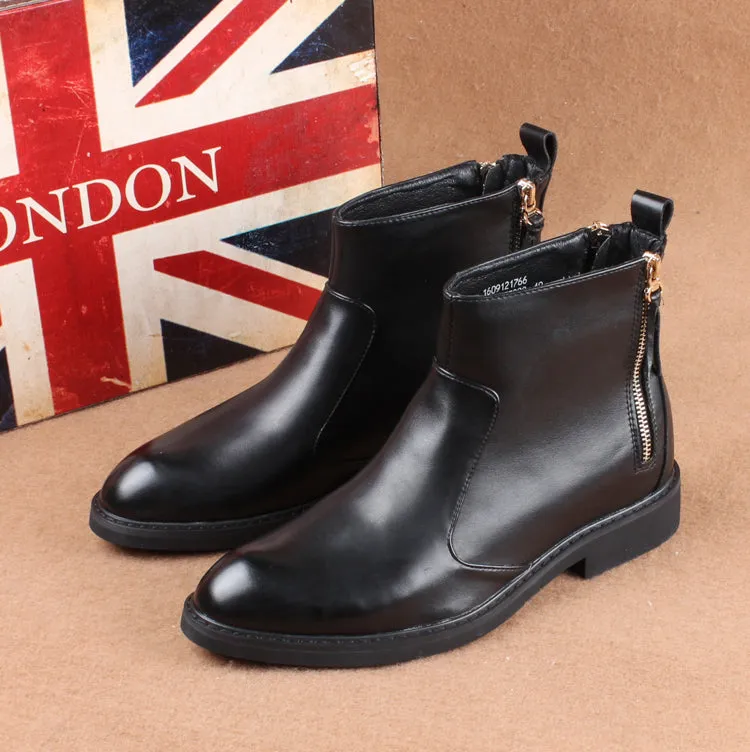 new arrival men's black ankle boots natural leather shoes spring autumn high top shorts boot chaussure homme botines hombre bota
