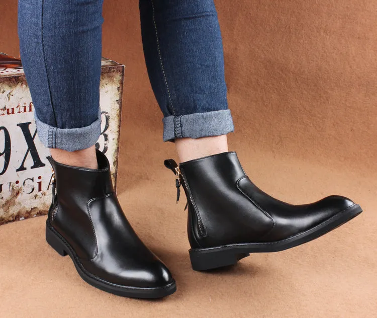 new arrival men's black ankle boots natural leather shoes spring autumn high top shorts boot chaussure homme botines hombre bota