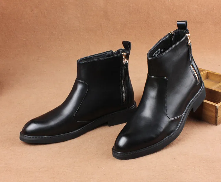 new arrival men's black ankle boots natural leather shoes spring autumn high top shorts boot chaussure homme botines hombre bota