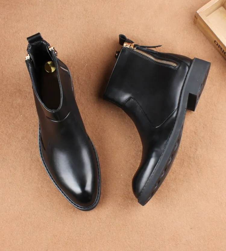new arrival men's black ankle boots natural leather shoes spring autumn high top shorts boot chaussure homme botines hombre bota
