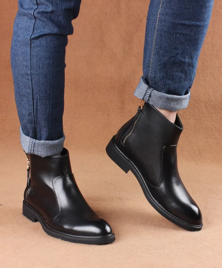 new arrival men's black ankle boots natural leather shoes spring autumn high top shorts boot chaussure homme botines hombre bota
