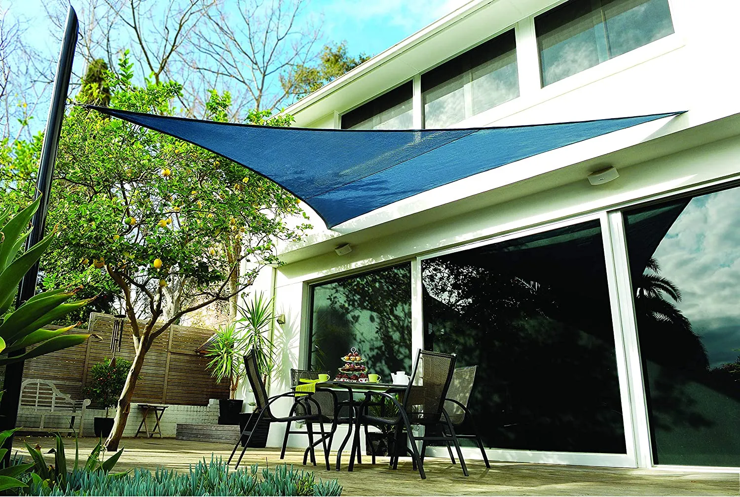 New Coolaroo Coolhaven Shadesail, 12Ft, Sapphire Blue, creates great shade and beautiful outdoor environment.