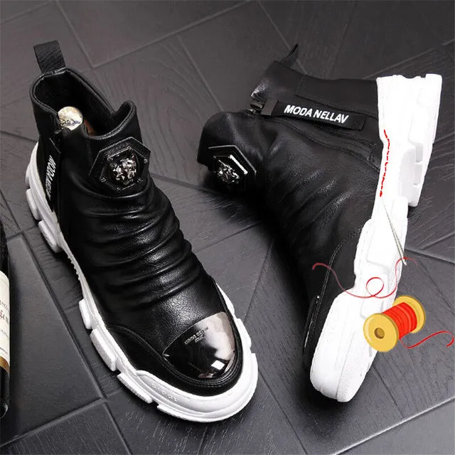 New Handmade Ankle Boots for Young Men Genuine Leather Fashion Snow Boots Super Quality Men Brand Designer Shoes
