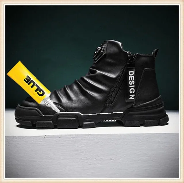 New Handmade Ankle Boots for Young Men Genuine Leather Fashion Snow Boots Super Quality Men Brand Designer Shoes