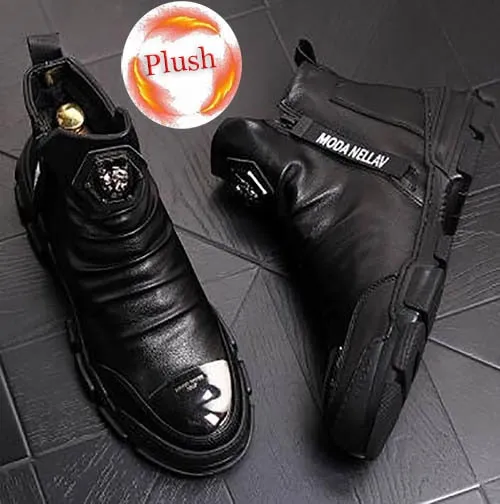 New Handmade Ankle Boots for Young Men Genuine Leather Fashion Snow Boots Super Quality Men Brand Designer Shoes