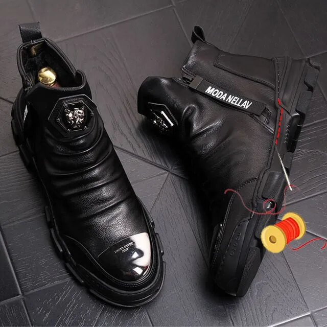 New Handmade Ankle Boots for Young Men Genuine Leather Fashion Snow Boots Super Quality Men Brand Designer Shoes