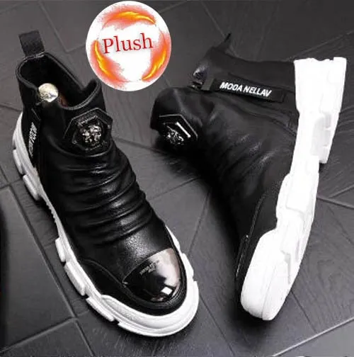New Handmade Ankle Boots for Young Men Genuine Leather Fashion Snow Boots Super Quality Men Brand Designer Shoes
