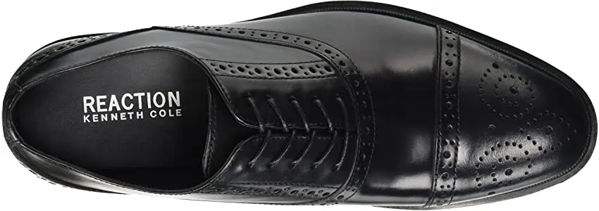 New Kenneth Cole REACTION Men's Zac Lace Up Oxford, 100% Leather, Black, Sz 9.5, Retails $120 
