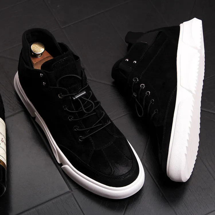New Men Fashion Casual Ankle Boots Spring Autumn Thick Bottom High Top Leisure Sneakers Male Breathable Retro Shoes