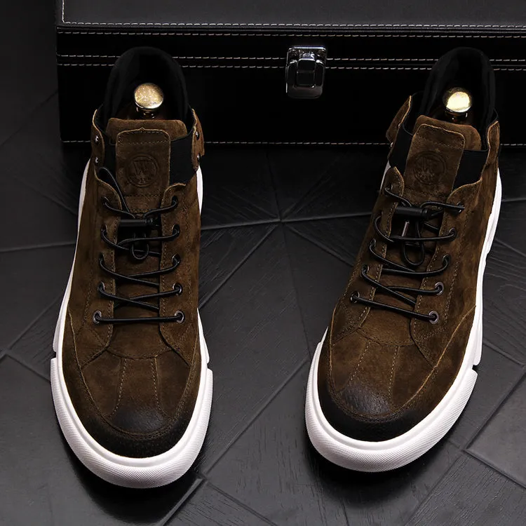 New Men Fashion Casual Ankle Boots Spring Autumn Thick Bottom High Top Leisure Sneakers Male Breathable Retro Shoes