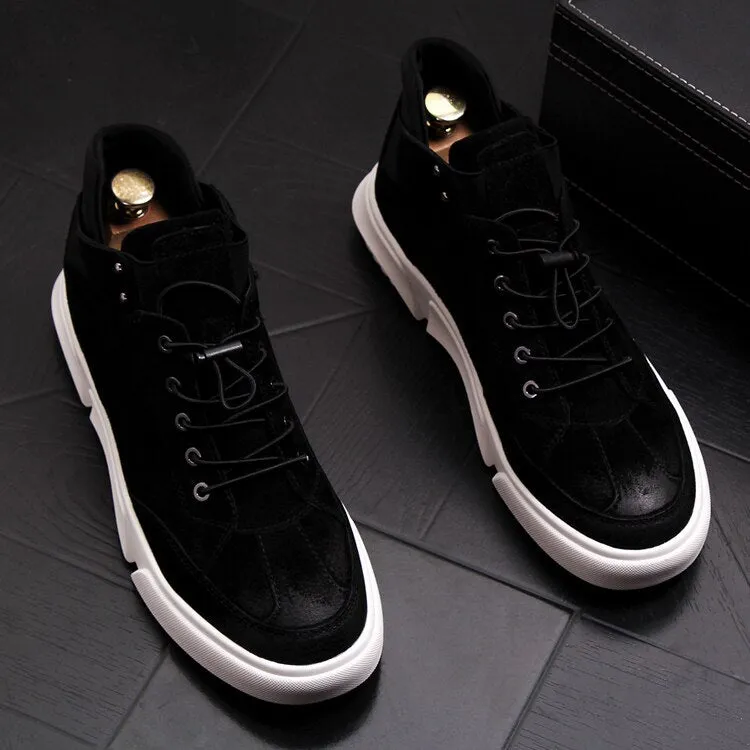 New Men Fashion Casual Ankle Boots Spring Autumn Thick Bottom High Top Leisure Sneakers Male Breathable Retro Shoes