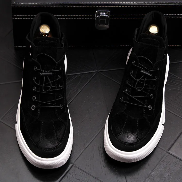 New Men Fashion Casual Ankle Boots Spring Autumn Thick Bottom High Top Leisure Sneakers Male Breathable Retro Shoes