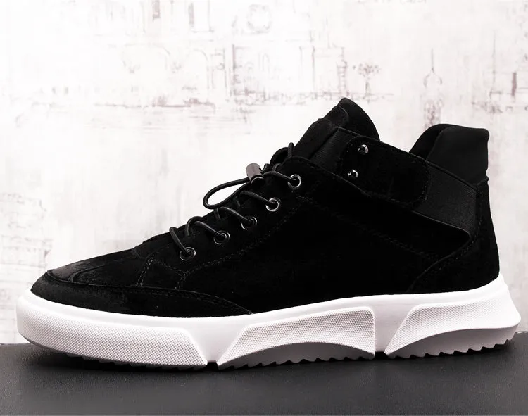 New Men Fashion Casual Ankle Boots Spring Autumn Thick Bottom High Top Leisure Sneakers Male Breathable Retro Shoes