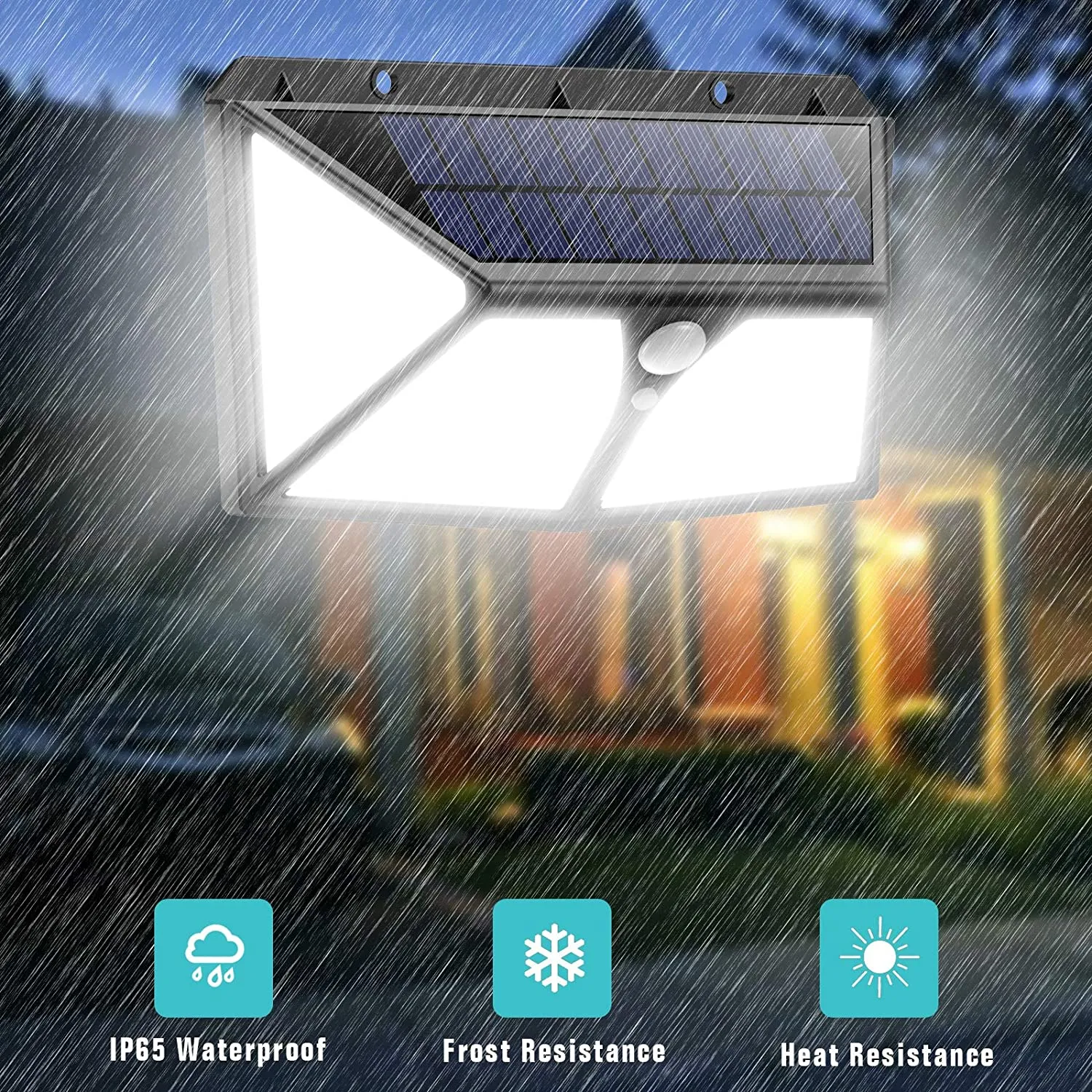 NIB! Solar Lights Outdoor,180 LEDs Wireless Motion Sensor Light 3 Modes Security Lighting Wall Lights,IP65 Waterproof Easy-to-Install with 270°Angle Night Light for Front Door, Step Stair,Yard, Garage, Deck---2 Pack
