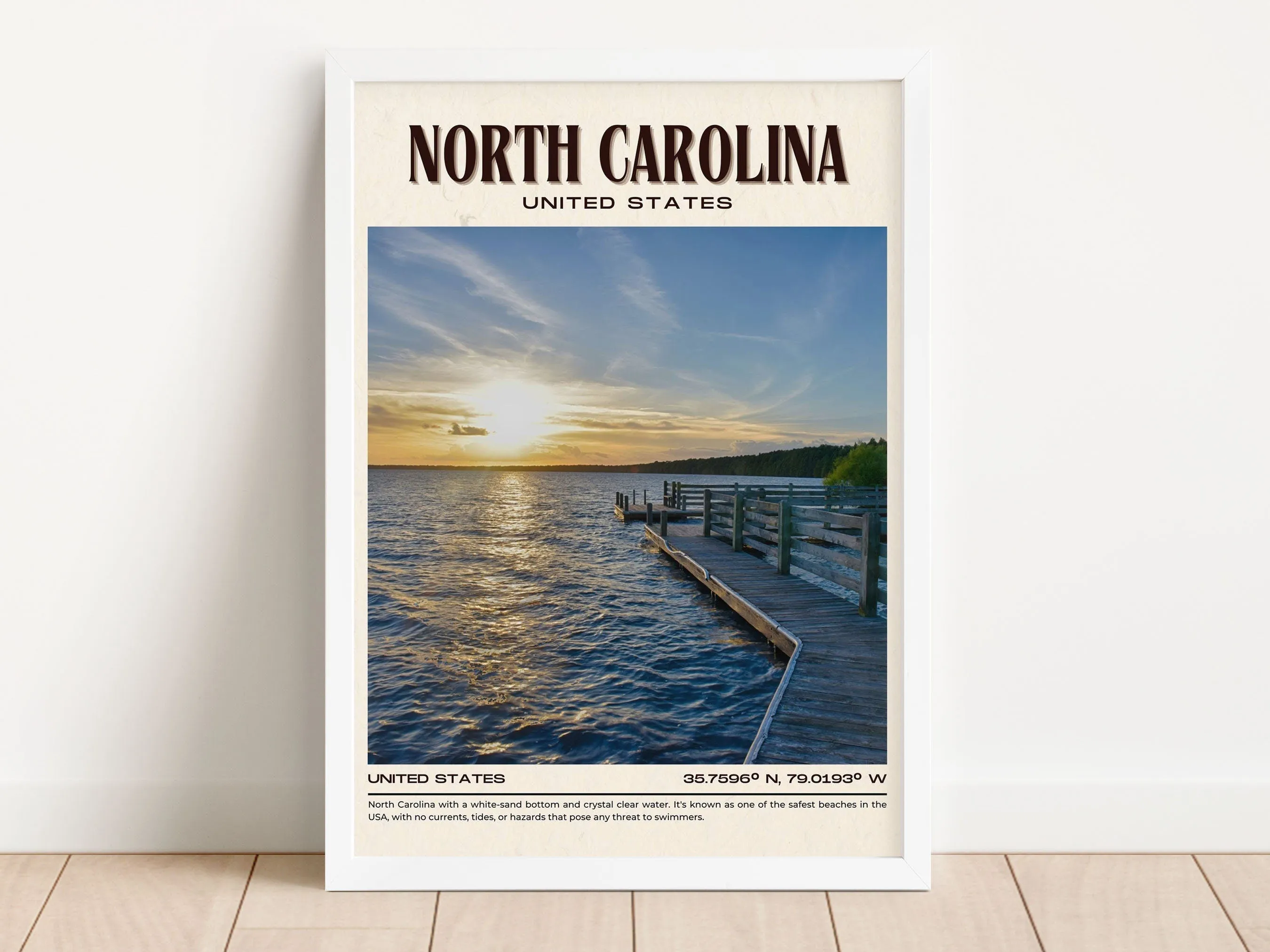 North Carolina Vintage Wall Art, USA