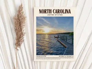 North Carolina Vintage Wall Art, USA