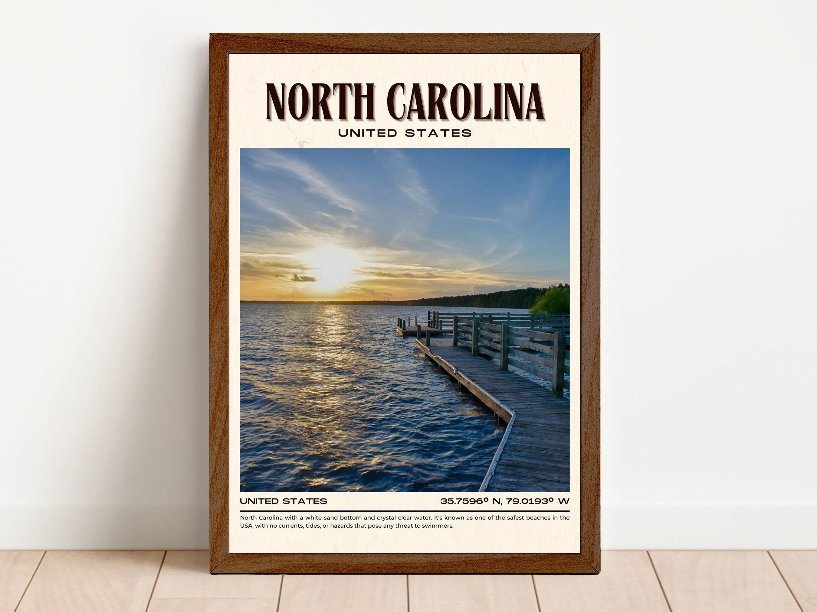 North Carolina Vintage Wall Art, USA