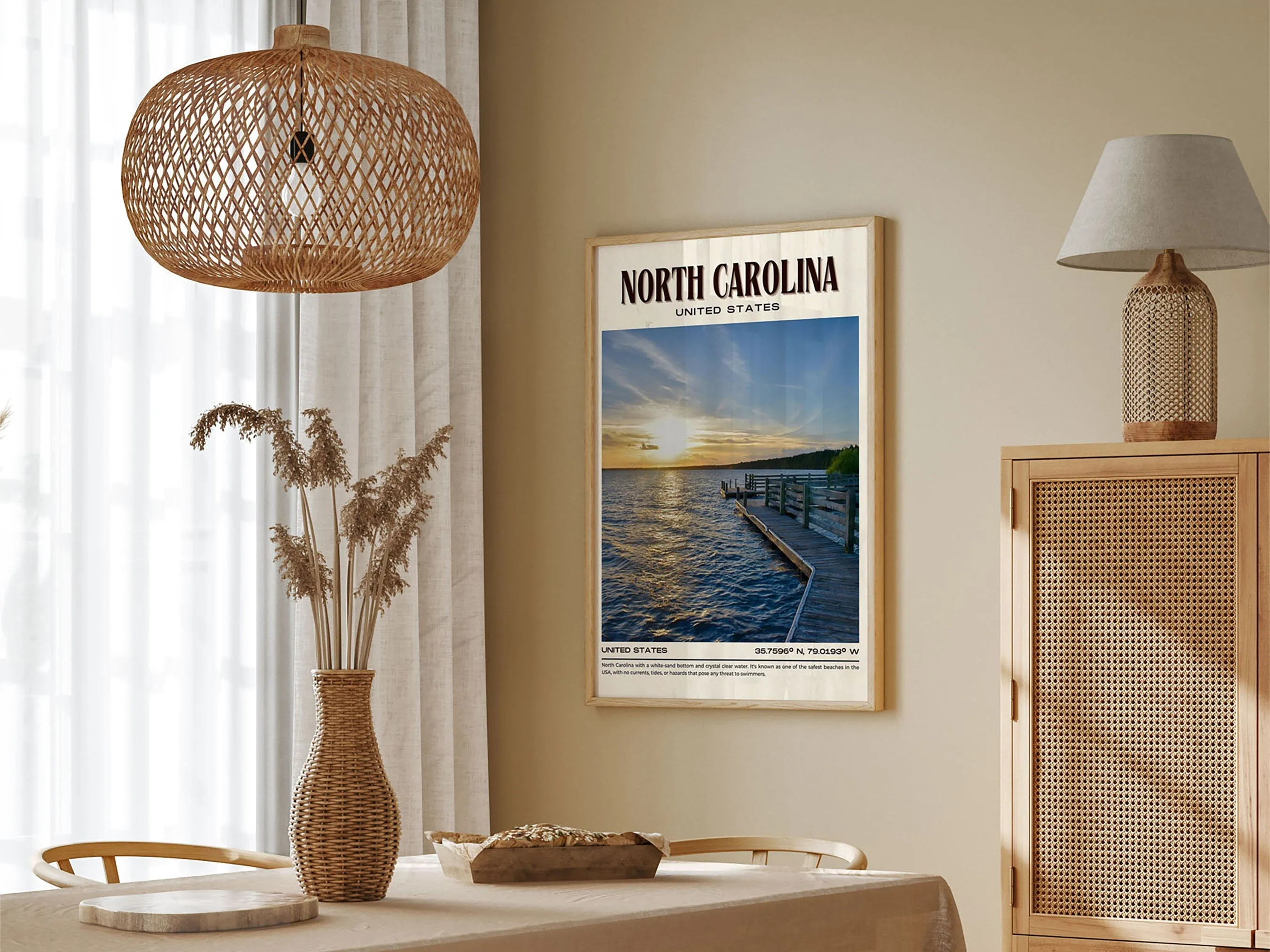 North Carolina Vintage Wall Art, USA