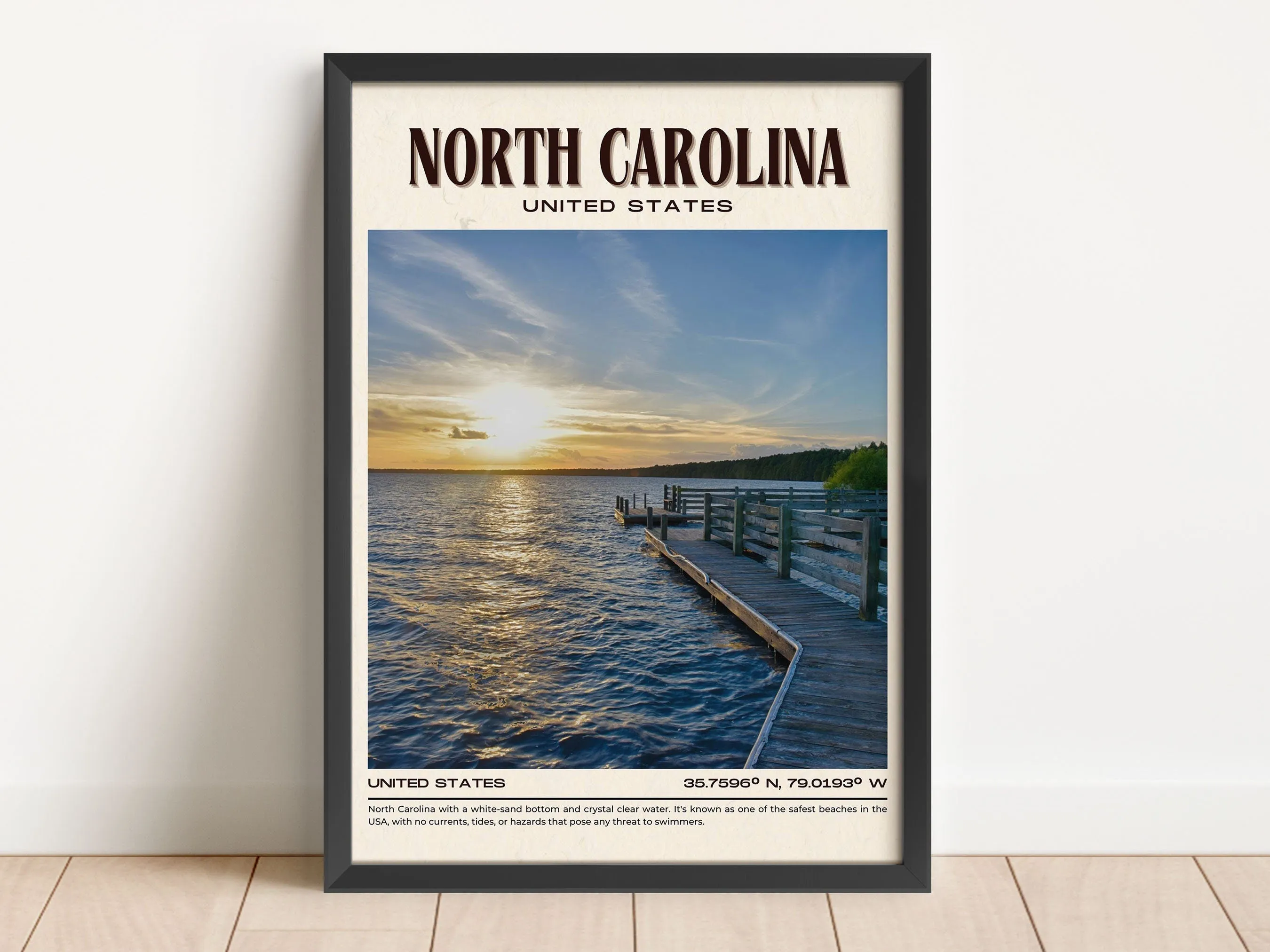 North Carolina Vintage Wall Art, USA