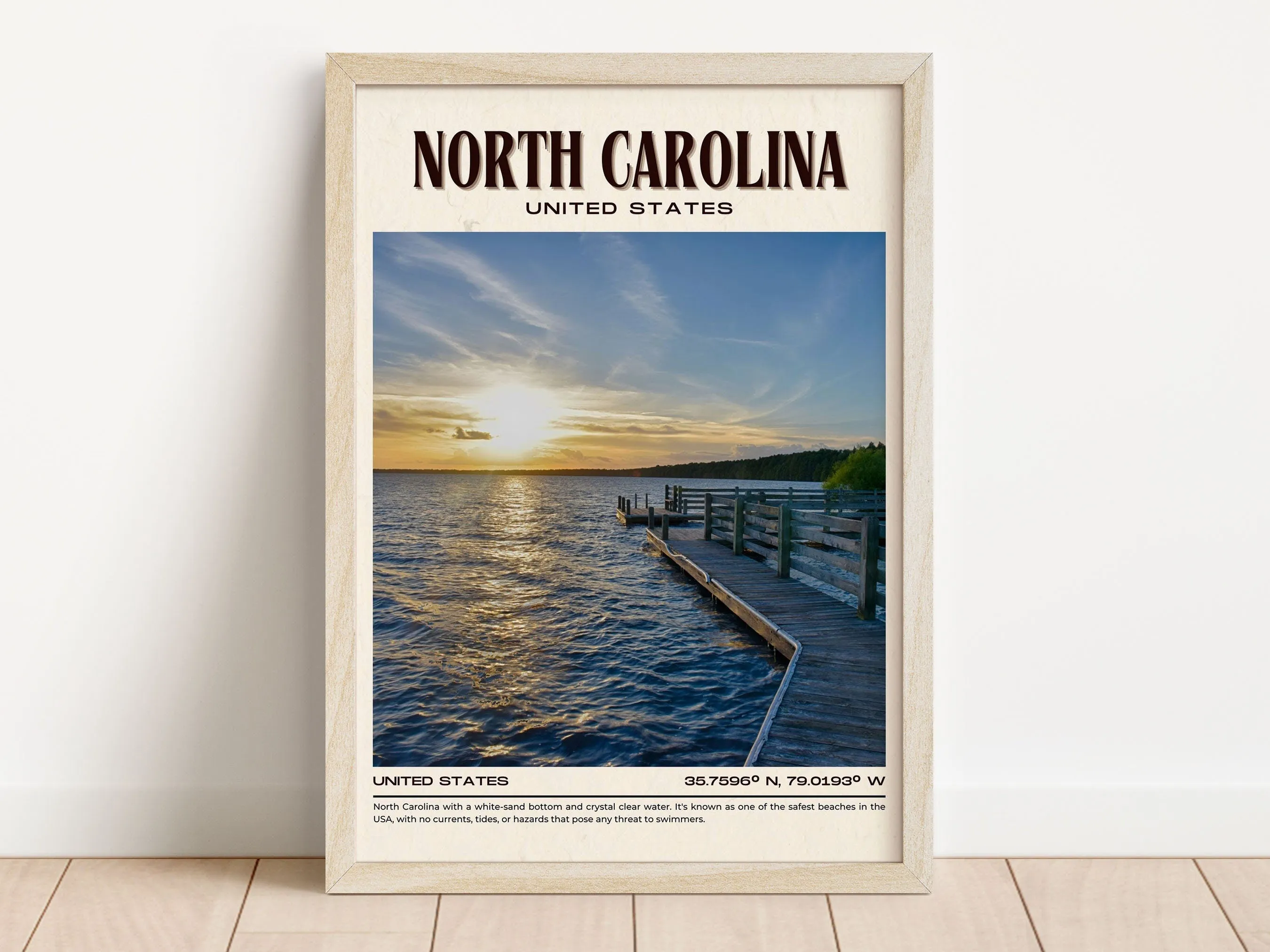 North Carolina Vintage Wall Art, USA