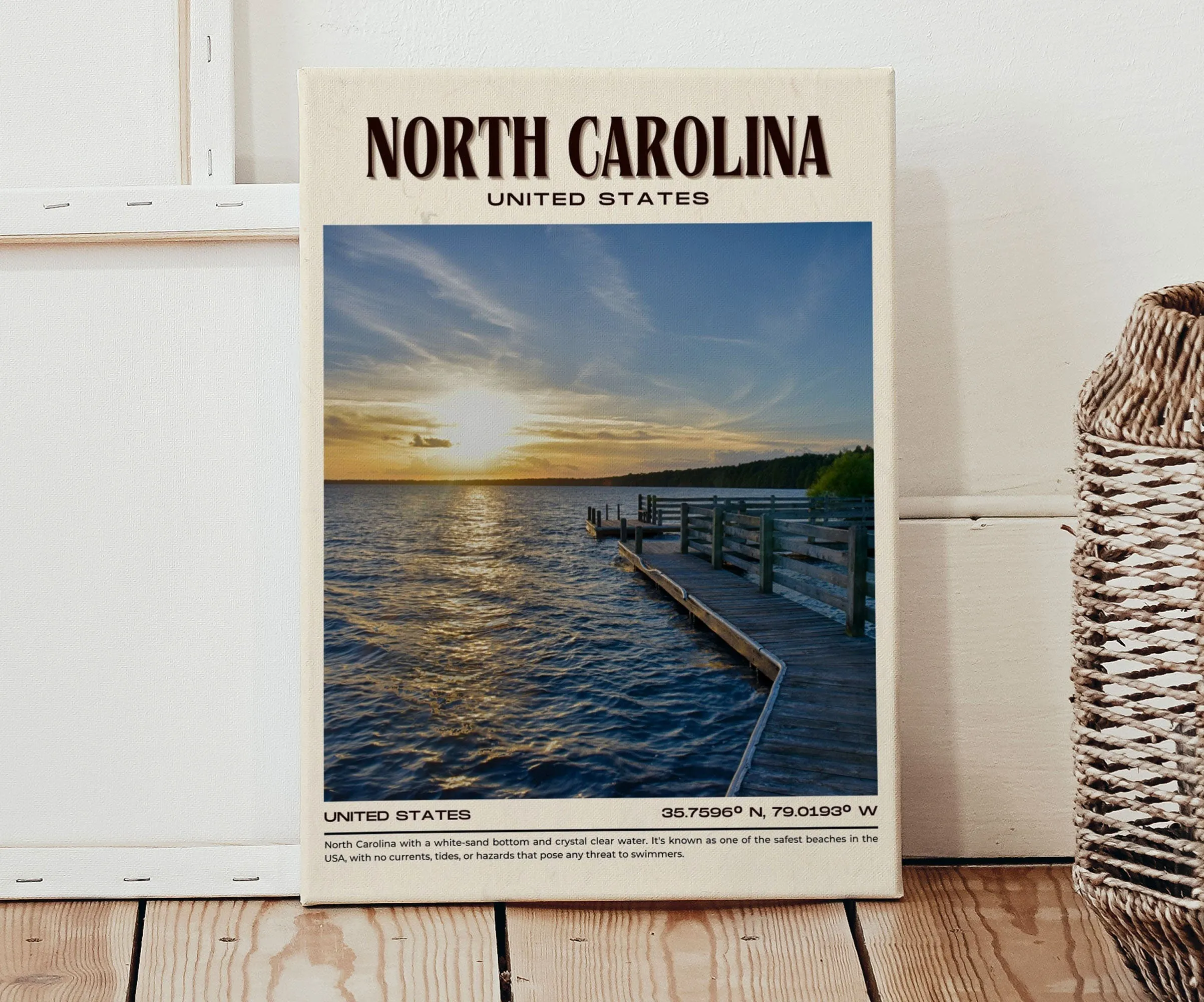 North Carolina Vintage Wall Art, USA