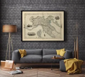 Northern Italy Map Poster| Vintage Map Italy