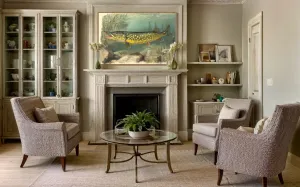Northern Pike Vintage Fish Painting Framed Canvas Wall Art
