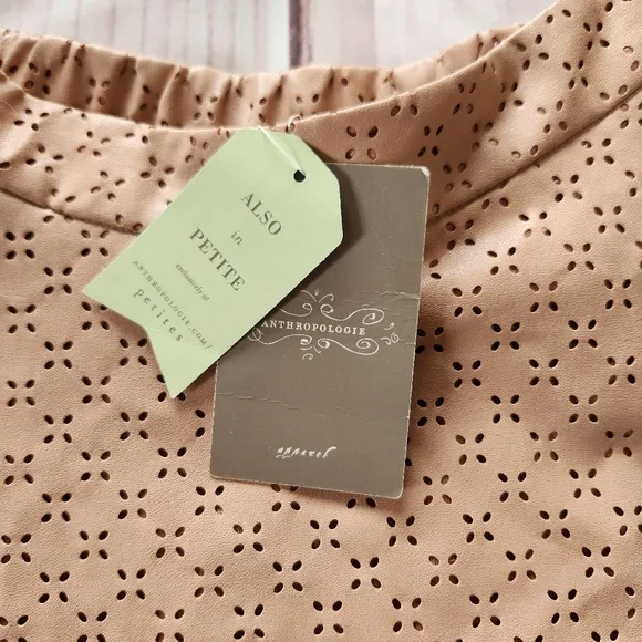 NWT Anthropologie &quot;Astral Swing Skirt&quot; Faux Leather Perforated | Women's Size 10