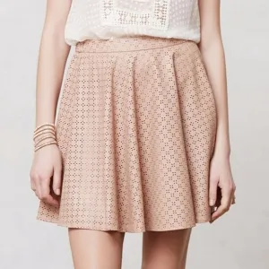 NWT Anthropologie &quot;Astral Swing Skirt&quot; Faux Leather Perforated | Women's Size 10