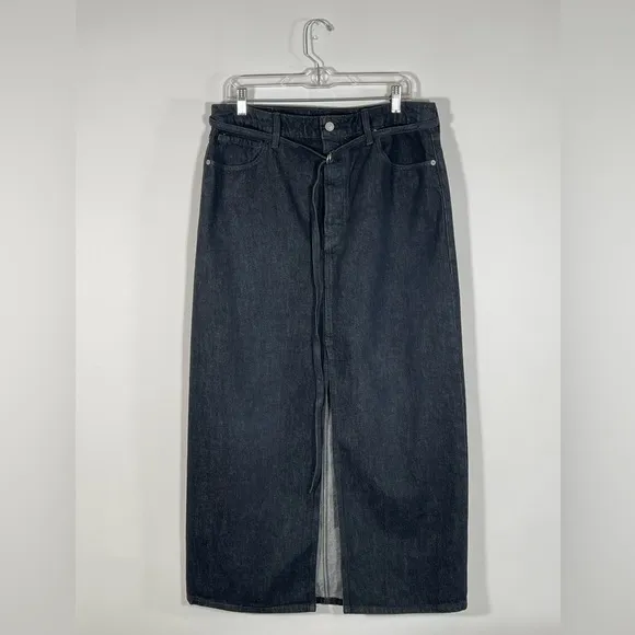 NWT Banana Republic Denim Maxi Skirt Women's in Rinse Black Wash