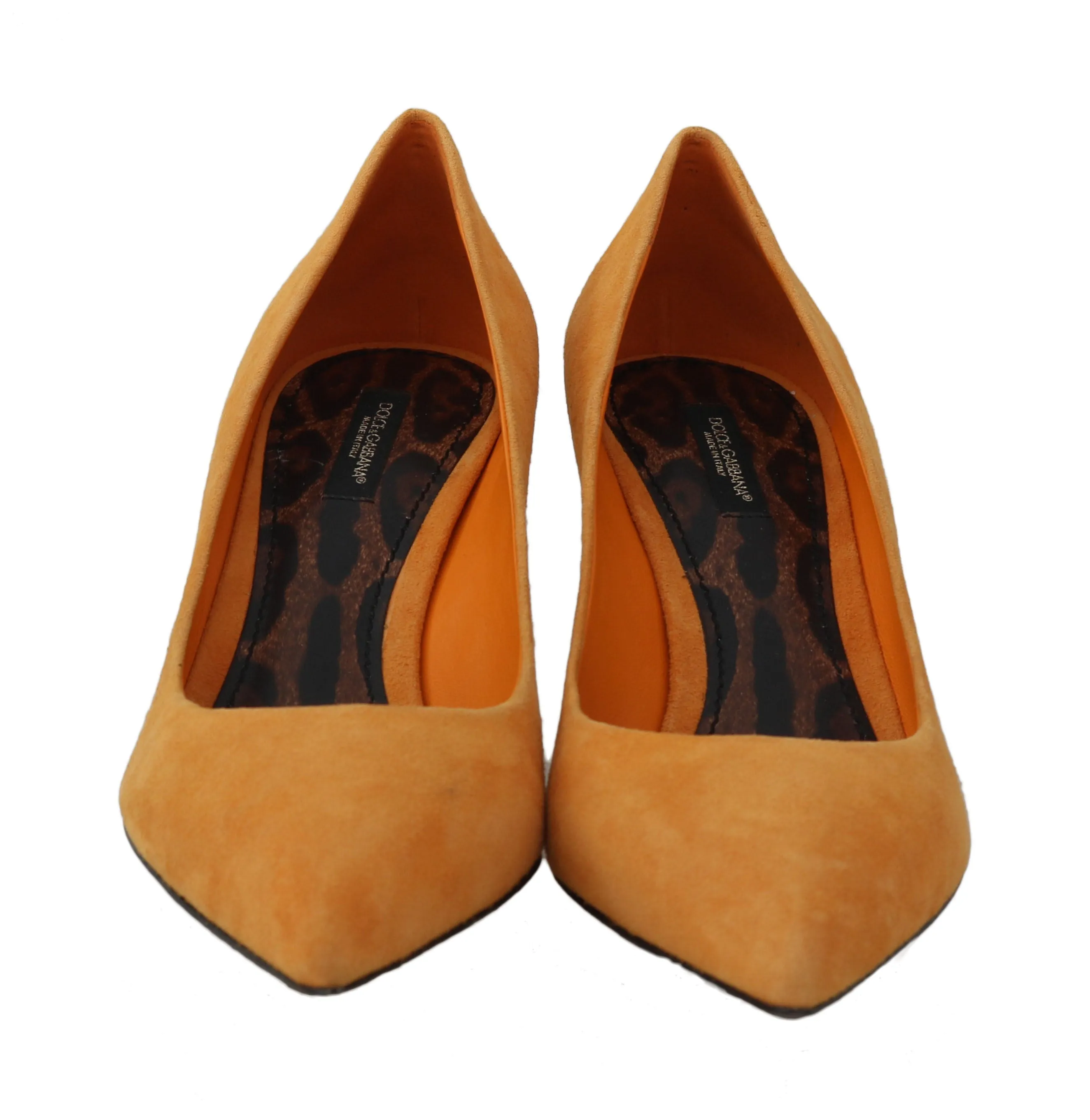 Orange Suede Leather Pumps