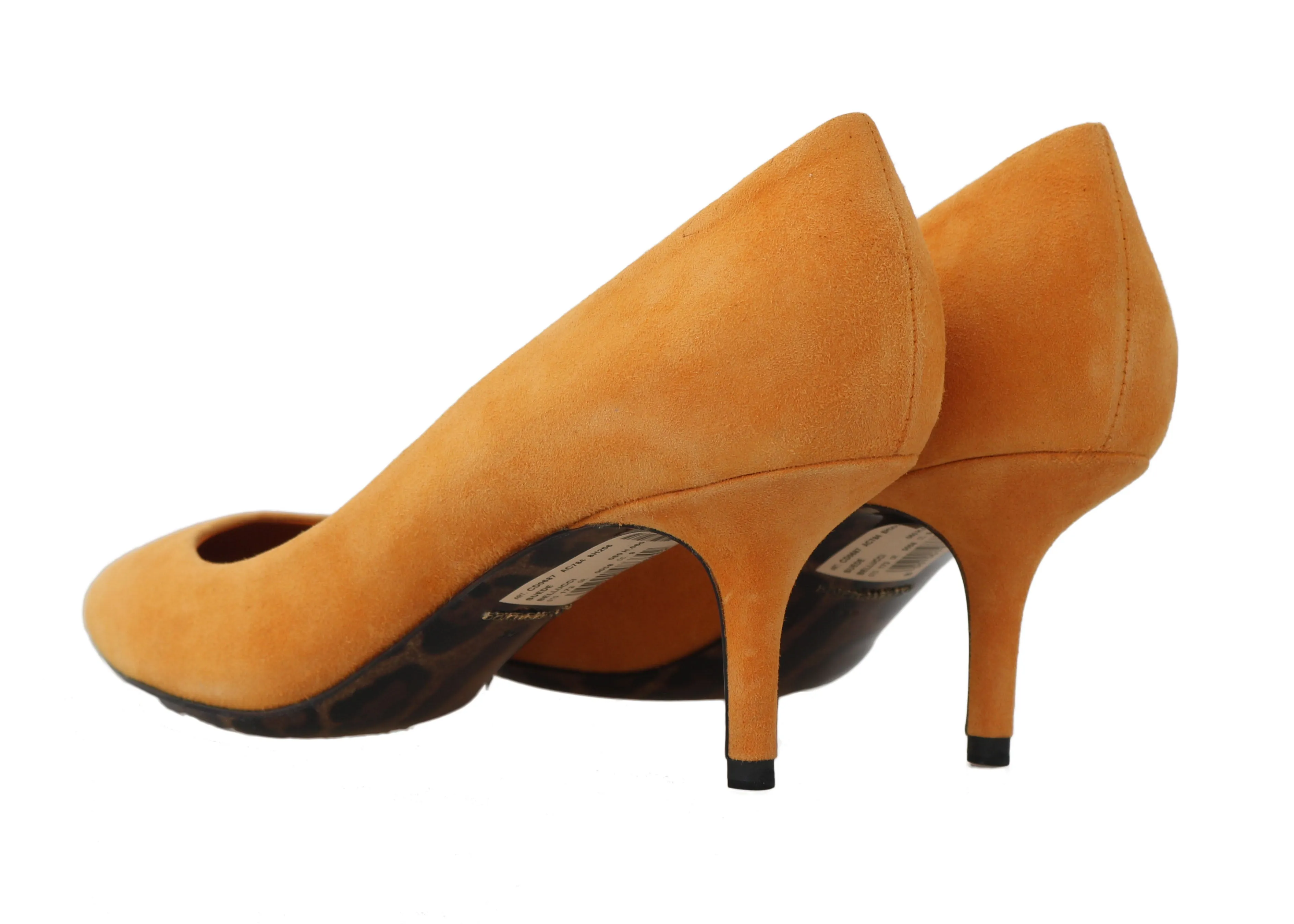 Orange Suede Leather Pumps